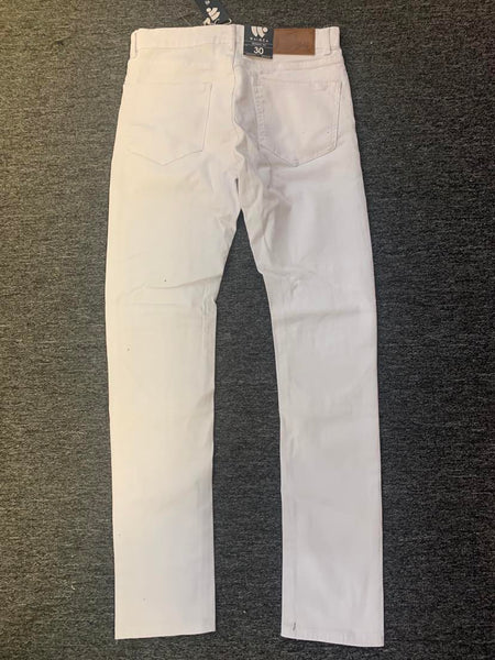 Men White Knee Patch Jeans