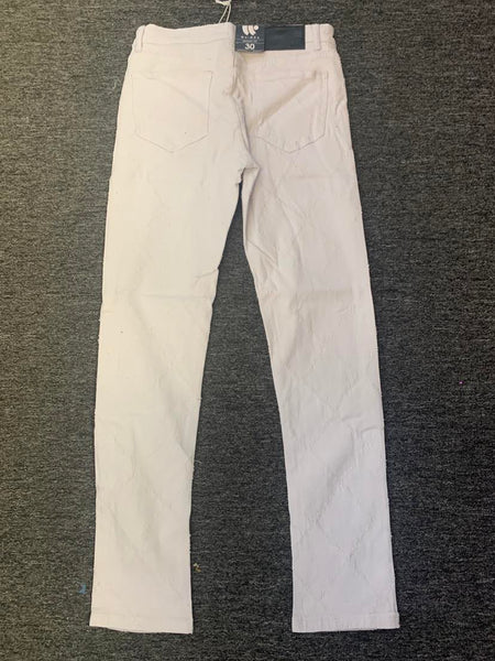 Men White Triangle Stitching Pants