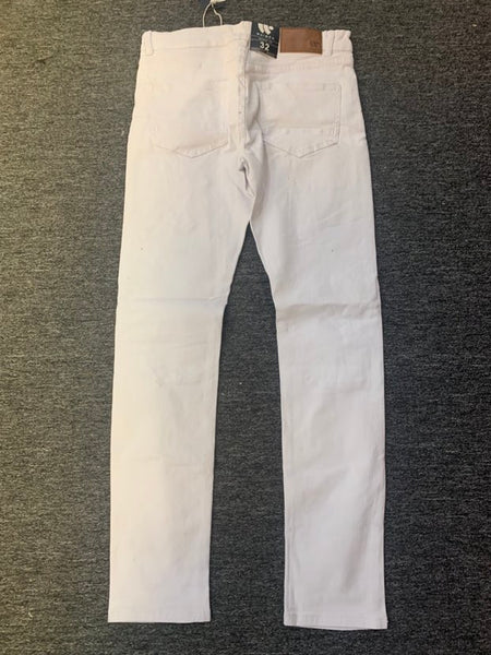 Men White rigged Biker style Pants