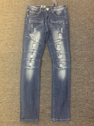 Men Blue Wash 2 zipper Style Denim Jeans