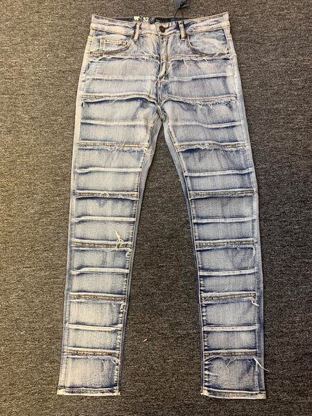 MEN BLUE WASH DESTROYED LINES ACROSS JEANS