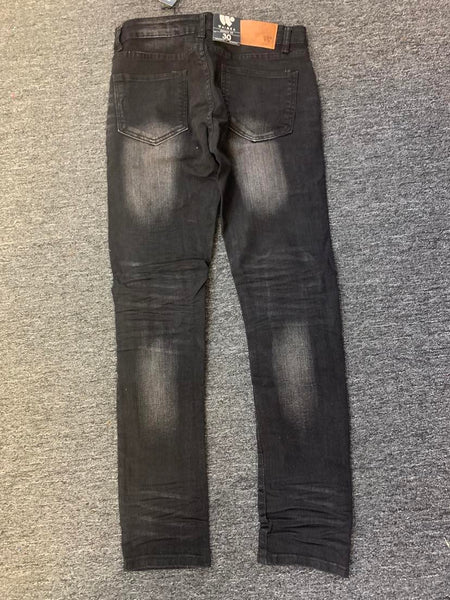 MEN BLACK WASH DAMAGED WITH WHITE PADDED LINNING JEANS