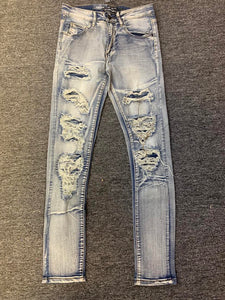 MEN BLUE WASH DESTROYED WITH LINING JEANS