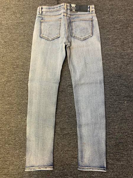 MEN BLUE WASH DESTROYED LINES ACROSS JEANS