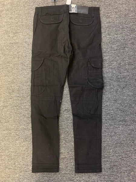 MEN JET BLACK MULTI CARGO STYLE PANTS