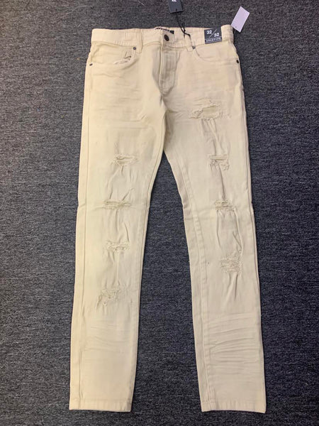 MEN BONE TWILL RIPPED STRETCH PANTS