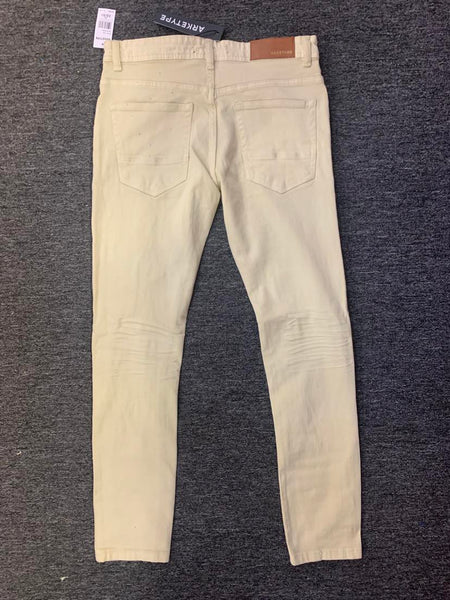 MEN BONE TWILL RIPPED STRETCH PANTS