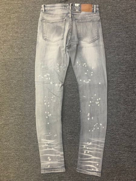 Men white padded Bleach wash jeans