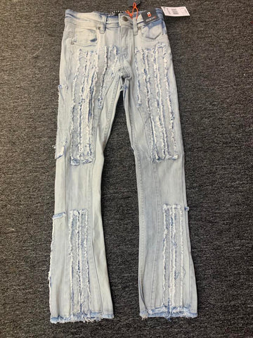 Little Kids Ice Blue Built Up Stack Jeans