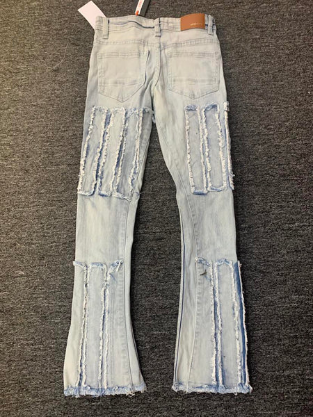 Little Kids Ice Blue Built Up Stack Jeans