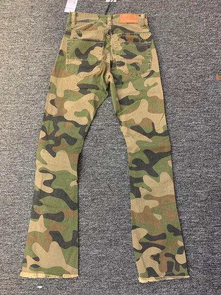 Men Olive Camo Metro Stacked Jeans