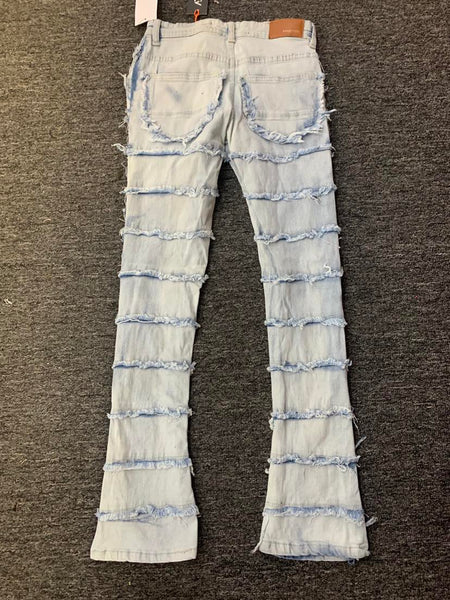 Little Kids Ice Blue Cactus Stack Jeans