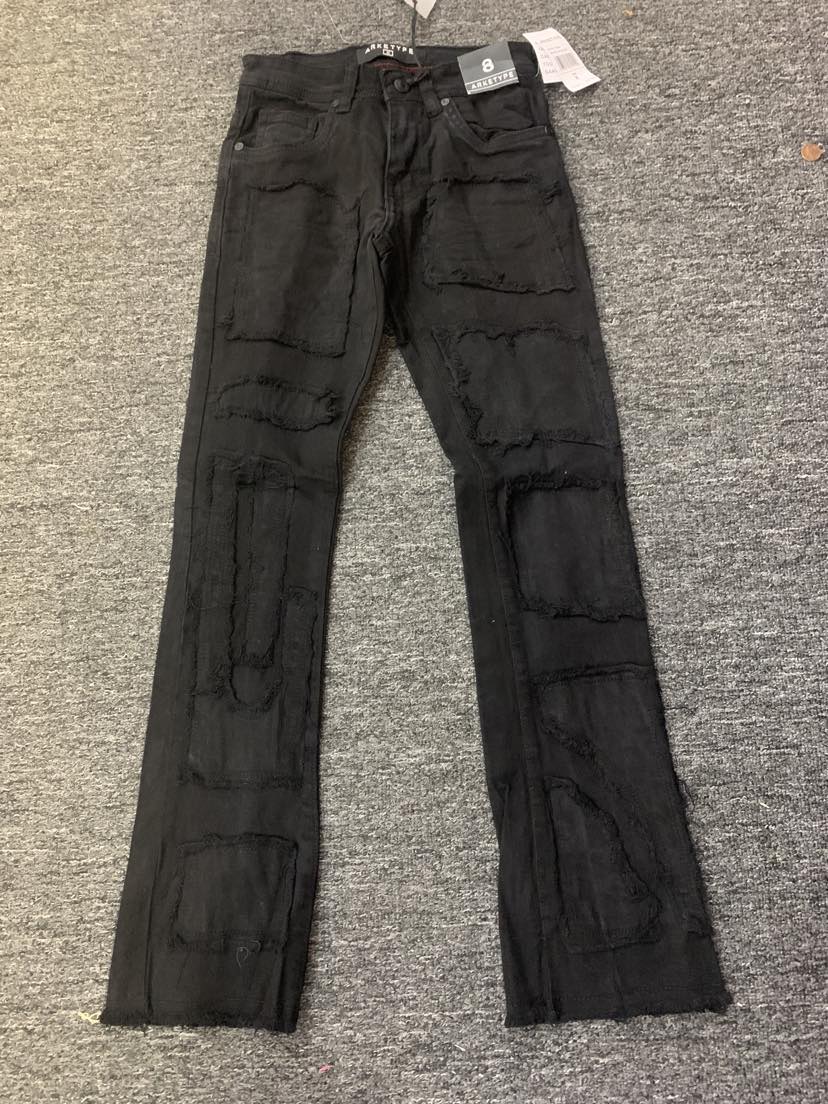 Men Jet Black Metro Stacked Jeans