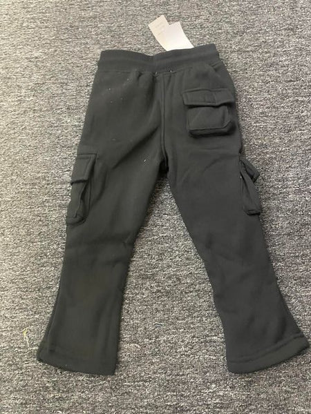 LITTLE KID'S & KIDS BLACK CARGO SWEAT STACK PANTS