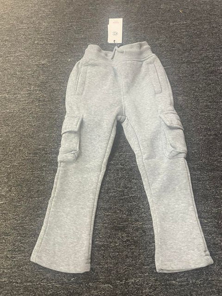 LITTLE KID'S & KIDS GREY CARGO SWEAT STACK PANTS