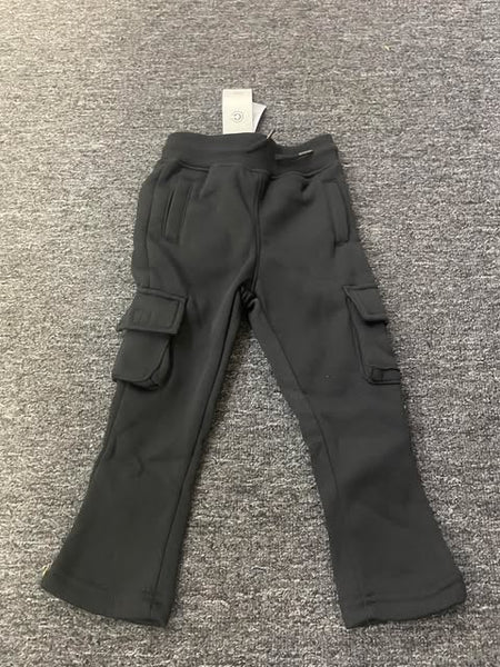 LITTLE KID'S & KIDS BLACK CARGO SWEAT STACK PANTS