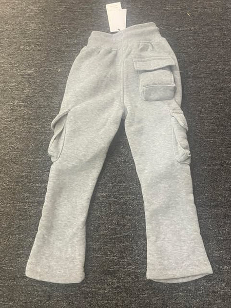 LITTLE KID'S & KIDS GREY CARGO SWEAT STACK PANTS