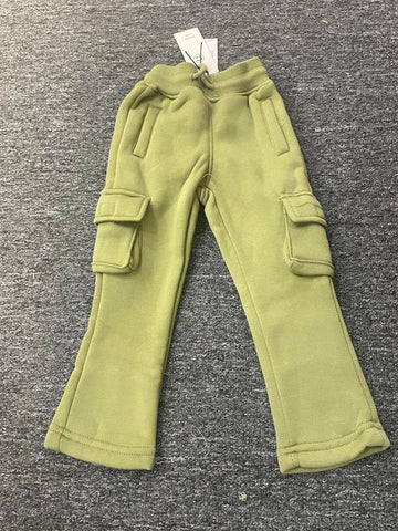 LITTLE KID'S & KIDS OLIVE CARGO SWEAT STACK PANTS