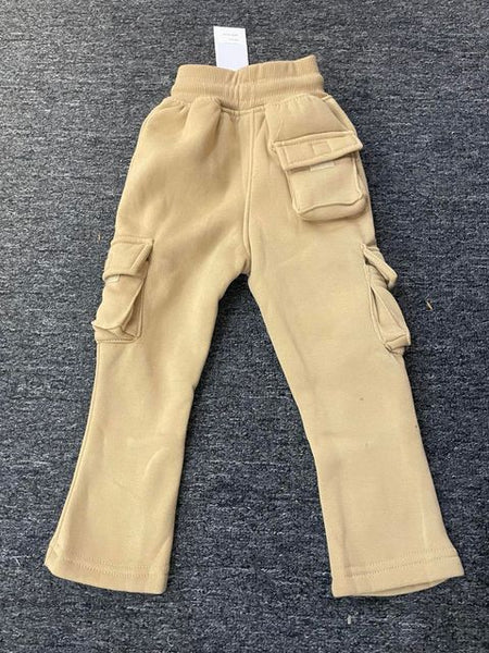 LITTLE KID'S & KIDS KHAKI CARGO SWEAT STACK PANTS