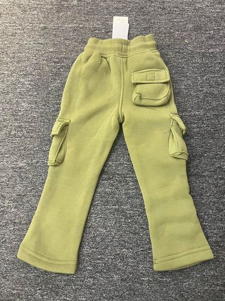 LITTLE KID'S & KIDS OLIVE CARGO SWEAT STACK PANTS