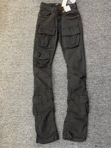 Men Jet Black Timeless Stacked Cargo Jeans