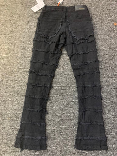 Little Kids Jet Black Cactus Stack Jeans