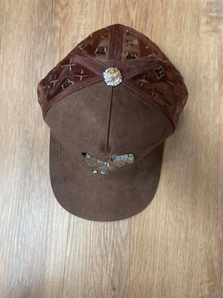 UNISEX BROWN METAL ROOSTER RHINESTONE SNAPBACK