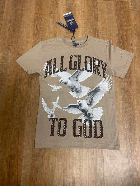 BOYS KHAKI ALL GLORY TO GOD TEE