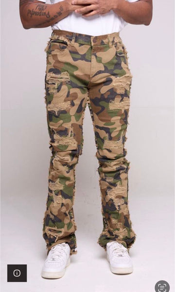 KID'S WOOD CAMO STACKED NO END TWILL PANT