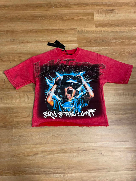 MEN LIMITLESS RED WASHED FRENCH TERRY CROP TEE