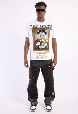 MEN WHITE KEEP MOVING DAFFY DUCK RHINESTONE TEE