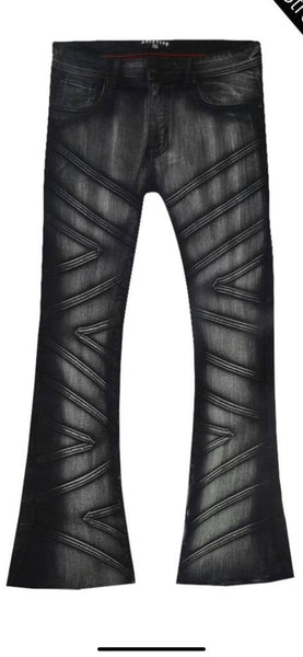 Men Black Charlie Stacked Jeans