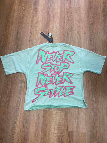 MEN MINT RELENTLESS RHINESTONE FRENCH TERRY CROP TEE