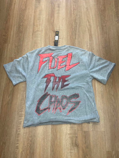 MEN COLD BLOODED GREY WASHED FRENCH TERRY CROP TEE
