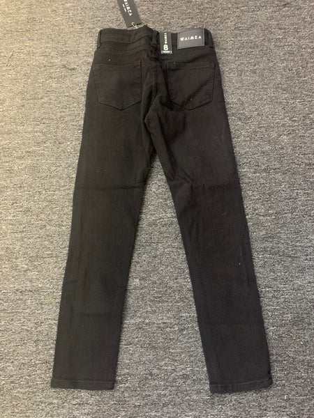 Kids Jet Black Damaged Stitching Skinny Fit Jeans