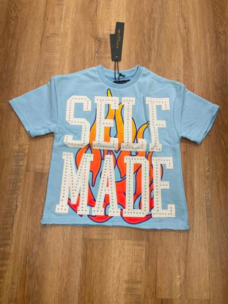 BOYS LT. BLUE RHINESTONE CROP TEE