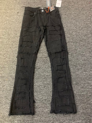 Men Jet Black Soho Stacked Jeans