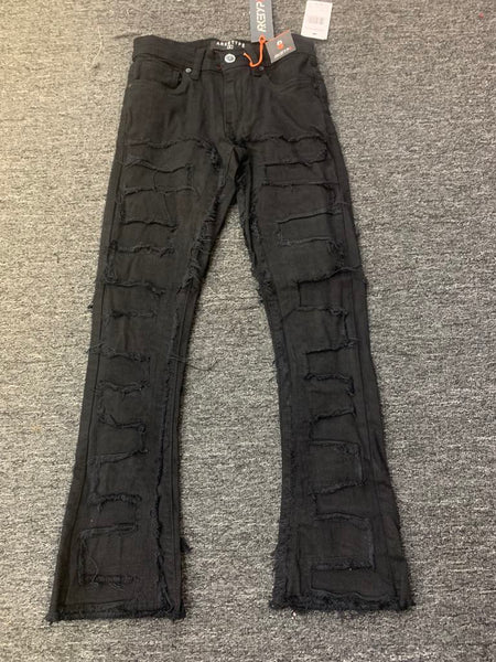 Kids Black Maze Stack Jeans