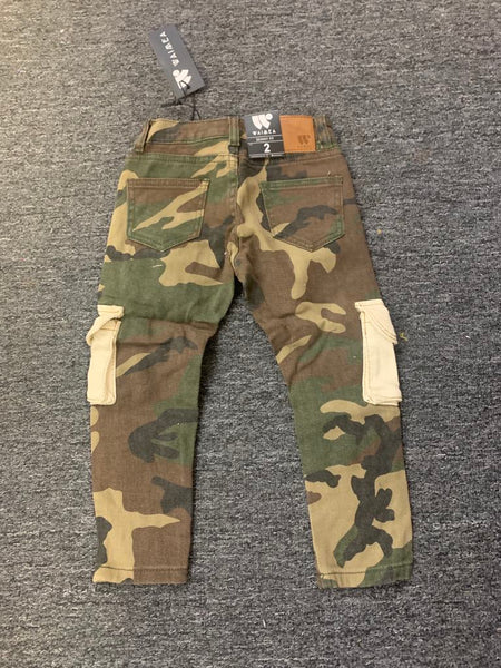 Little Kids Camo with Cargo Bone color Pocket Denim Jeans