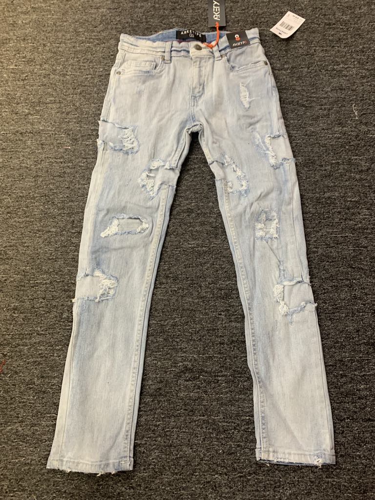 Kids Ice Blue Side Ripped Jeans