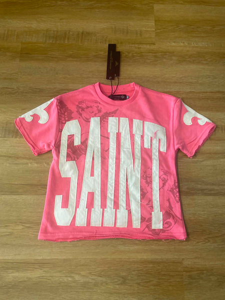 BOYS PINK SAINTS CROP TEE