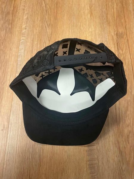 UNISEX BLACk/ BLACK METAL RHINESTONE BLACK TRIPPLE CROSS LOGO SNAPBACK