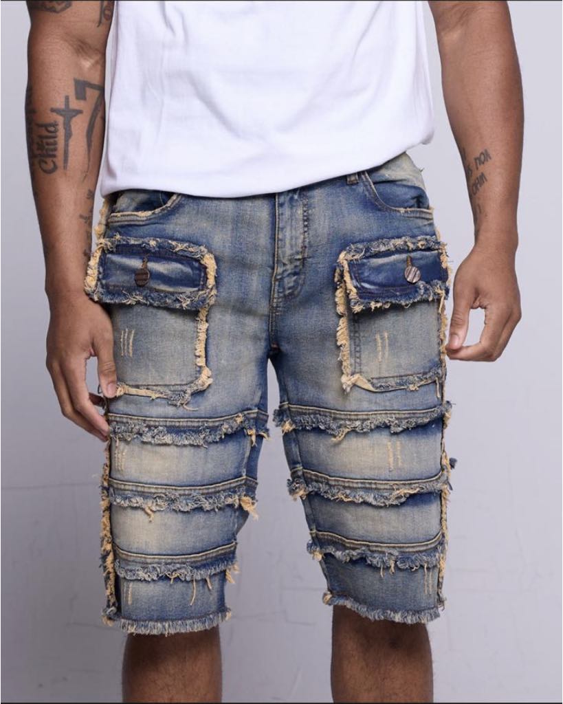 LITTLE KID'S LT TINT PATCHWORK DENIM SHORT