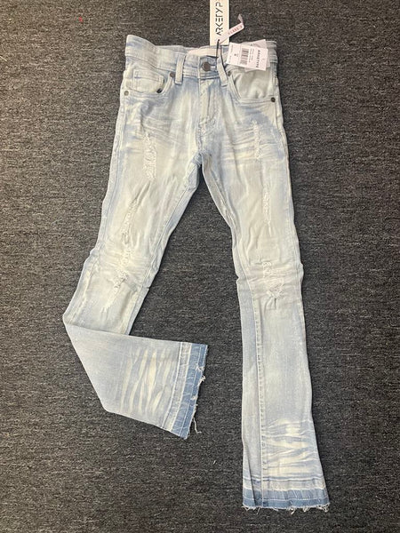 BOYS ICE BLUE WHISKER FLARE JEANS