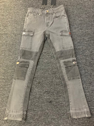 Kids Grey Cargo Stack Jeans