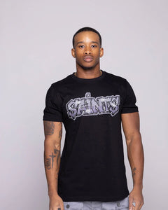 BIG MEN'S BLACK GRAFFITI SAINTS S/SLV TEE