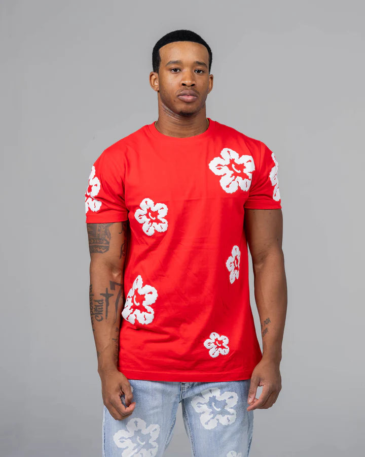 Little KID'S & KID'S RED FLOWER S/SLV TEE