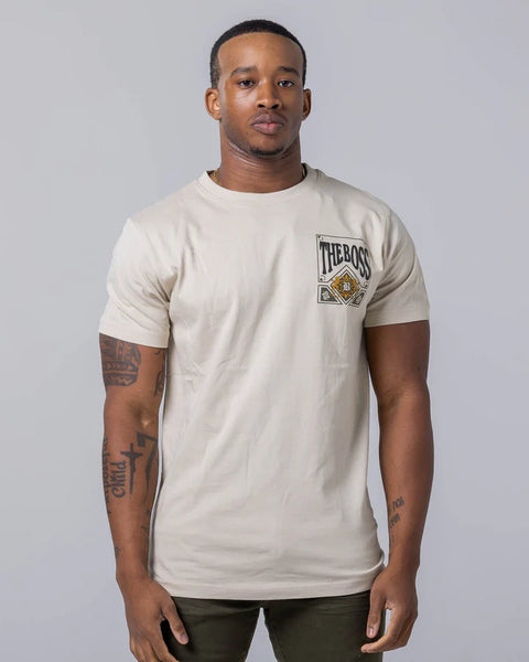 BIG MEN'S STONE/OLIVE BOSS S/SLV TEE