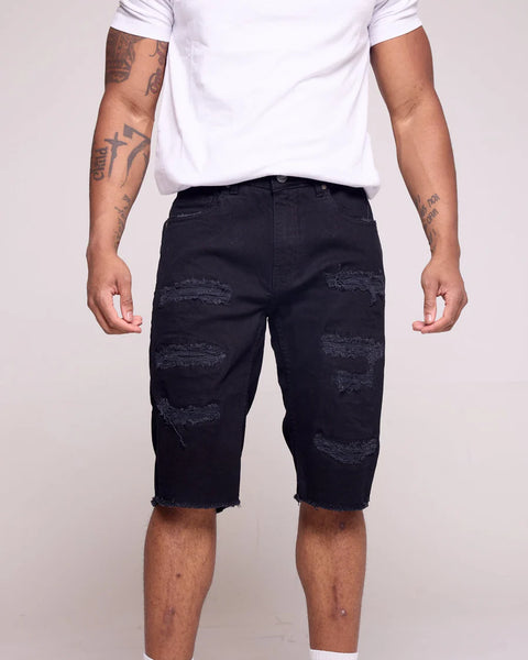 KID'S BLACK/ WHITE SAINTS X SINNERS DENIM SHORT