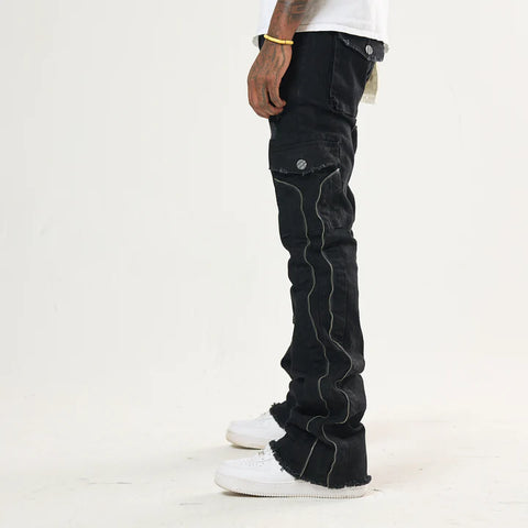 Men's Black Link True Stacked Denim Jean